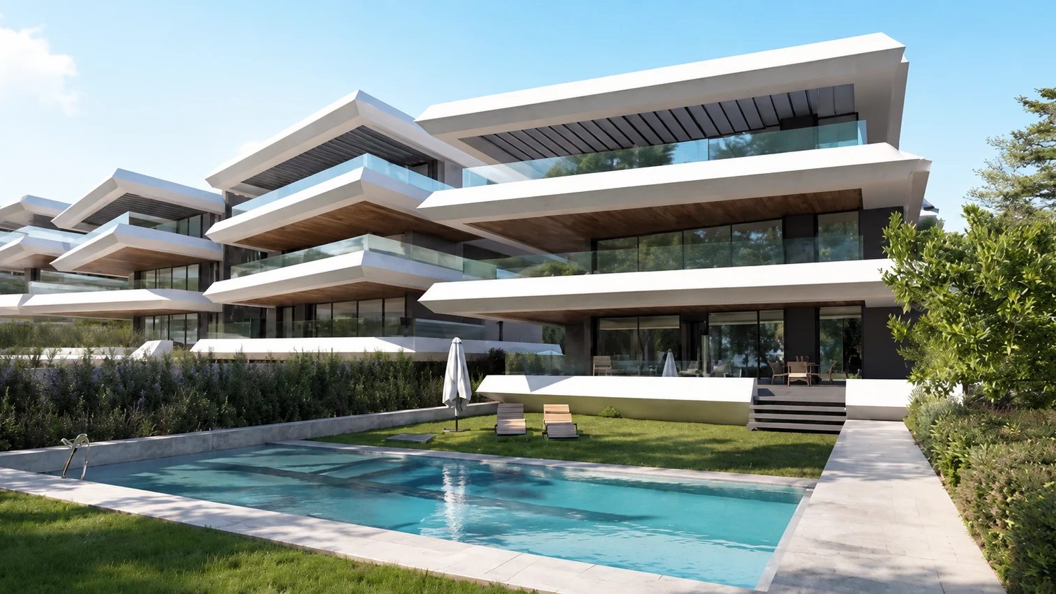 Gevel van Palm Residences Estepona met privézwembad